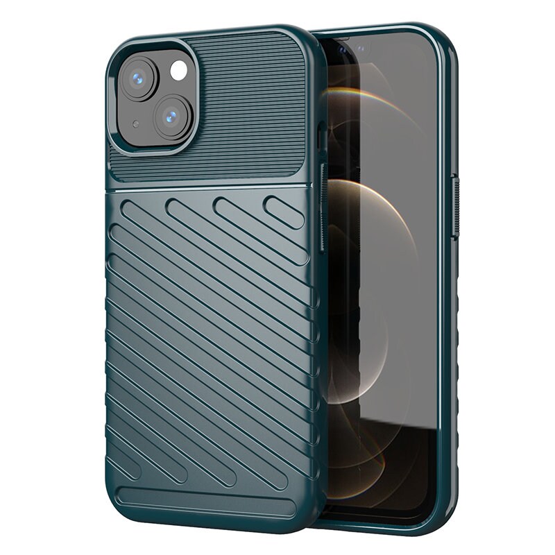 Thunder Case Joustava Kova Rugged Cover TPU Kotelo iPhone 13 mini vihreä