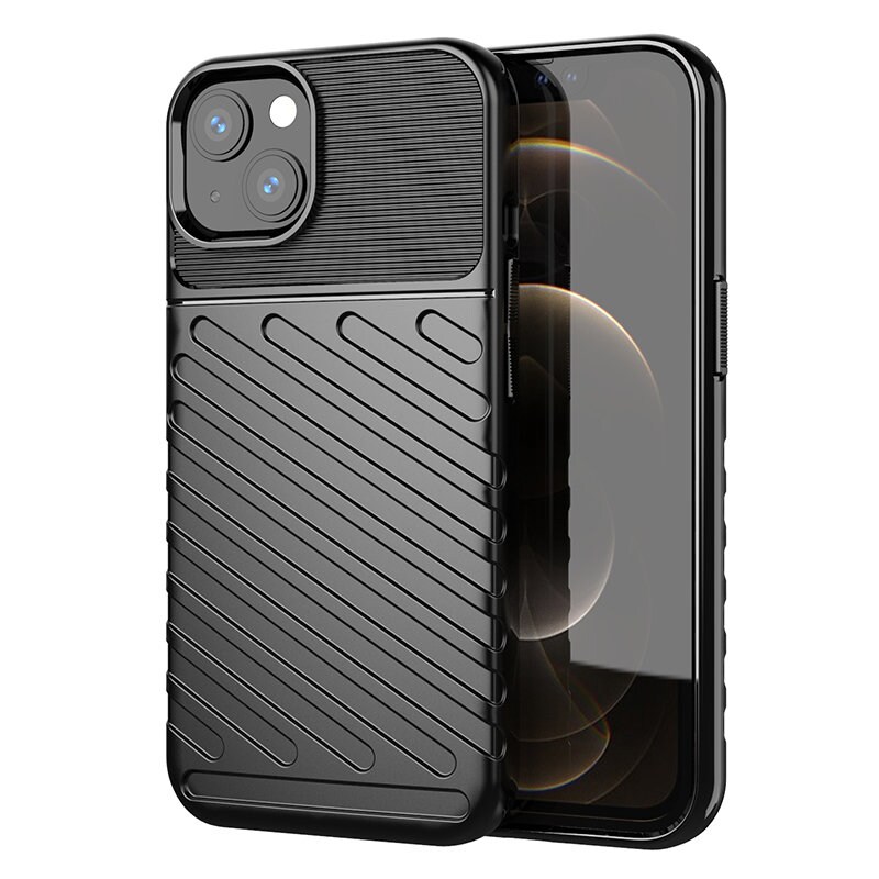 Thunder Case Joustava Kova Rugged Cover TPU Case for iPhone 13 mini musta