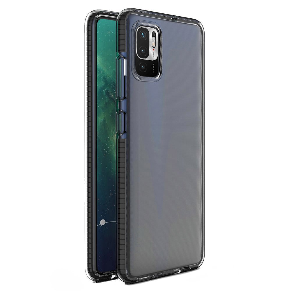 Spring Case kirkas TPU geeli suojakuori värikäs kehys Xiaomi Redmi Note 10 5G / Poco M3 Pro musta
