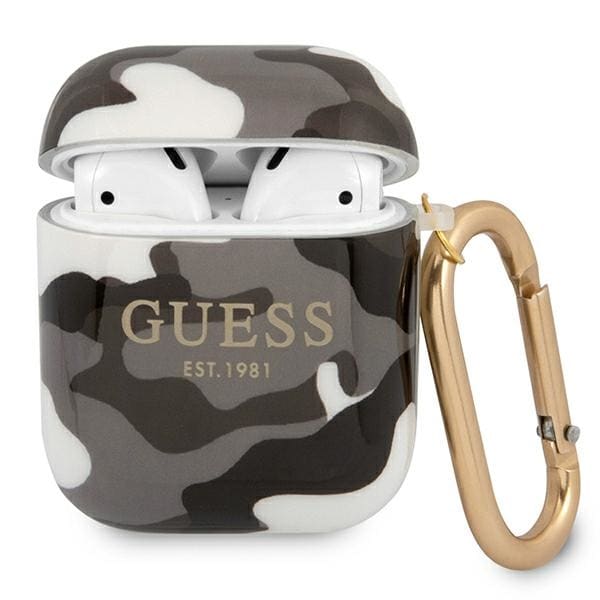 Guess GUA2UCAMG AirPodsin suojus musta/musta Camo Collection -mallisto
