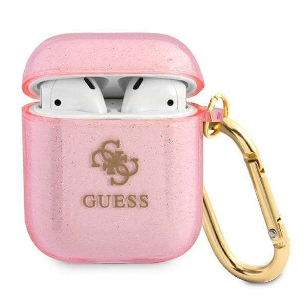 Guess GUA2UCG4GP AirPodsin suojus vaaleanpunainen/vaaleanpunainen Glitter-mallisto