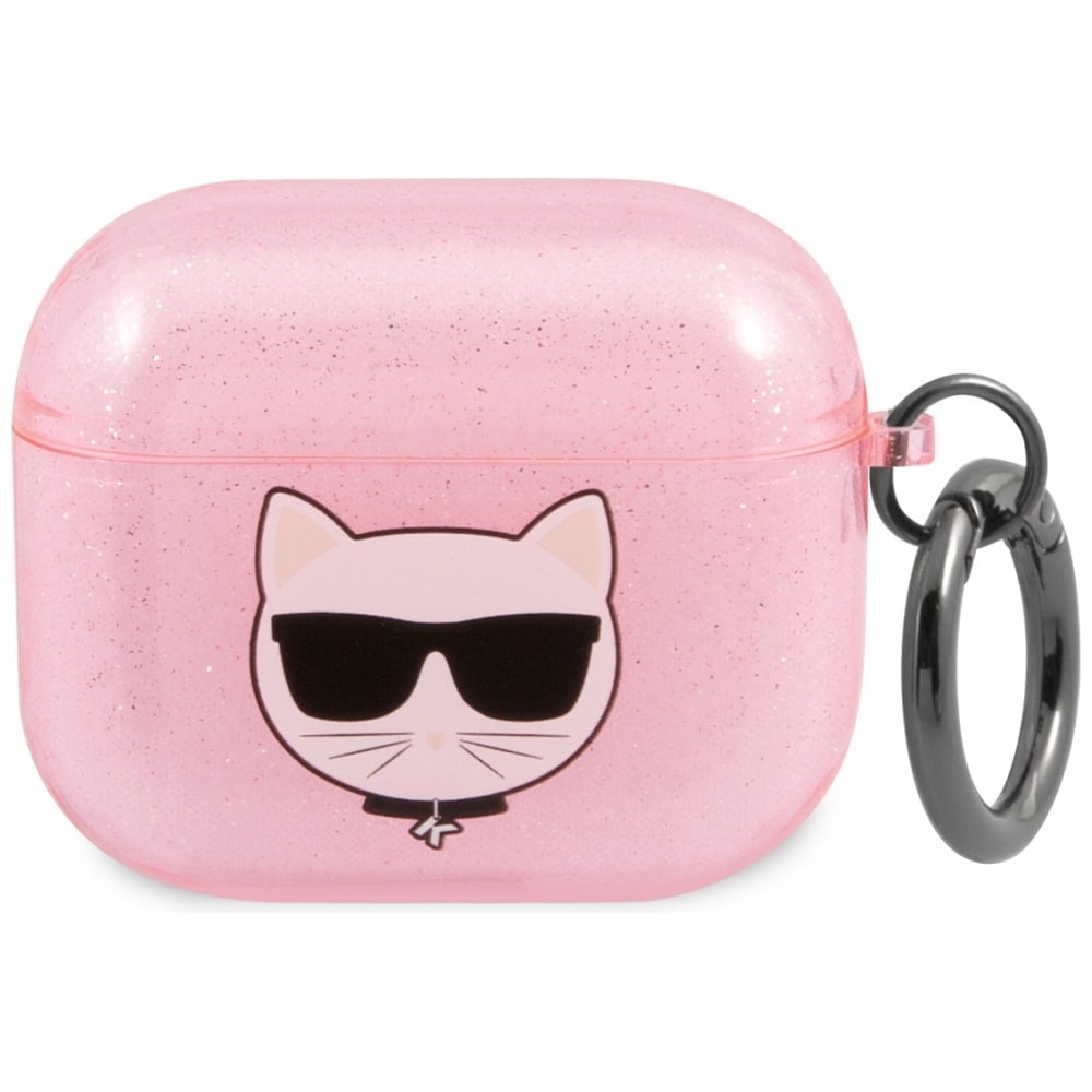 Karl Lagerfeld Glitter Choupette kotelo AirPods 3 - vaaleanpunainen