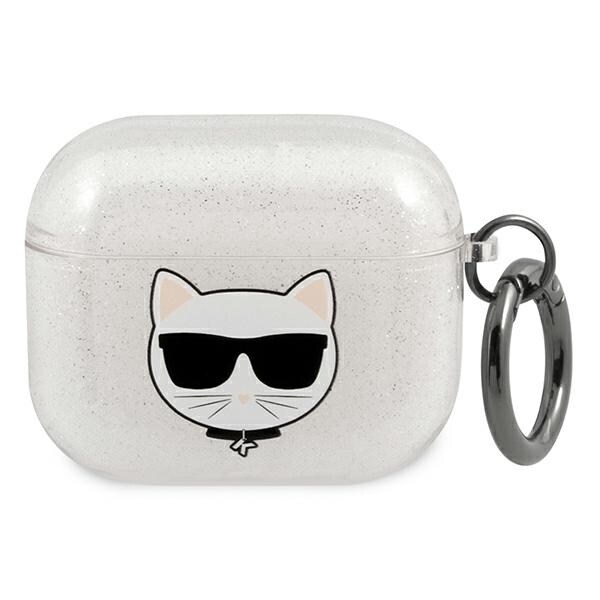 Karl Lagerfeld Glitter Choupette kotelo AirPods 3 - hopea