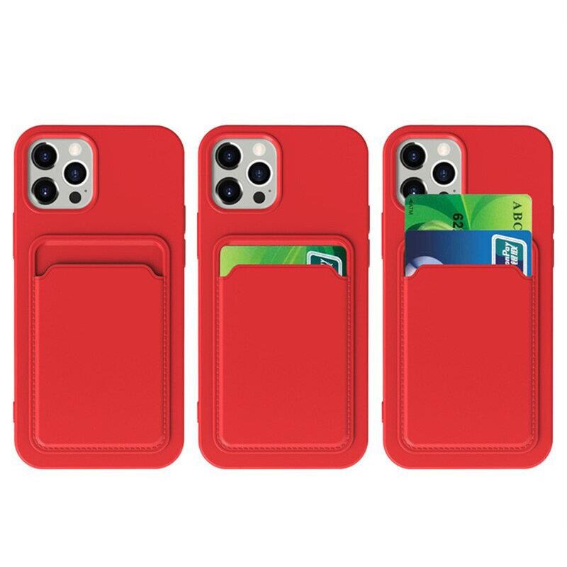 Punainen Silikoni lompakko Korttikotelo Samsung Galaxy S21+ 5G (S21 Plus 5G)