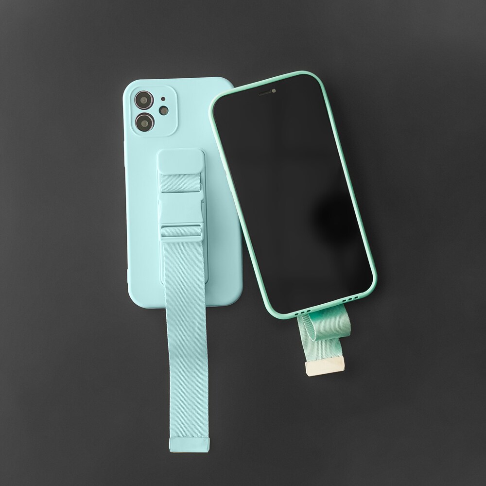 Köysi tapauksessa Gel Lanyard ketjun kukkaro Lanyard Samsung Galaxy A42 5G tummanvihreä