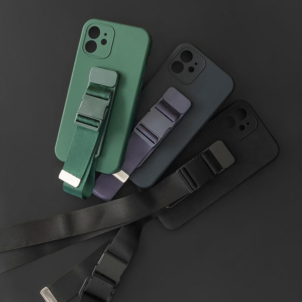 Köysi tapauksessa Gel Lanyard ketjun kukkaro Lanyard Samsung Galaxy A42 5G tummanvihreä