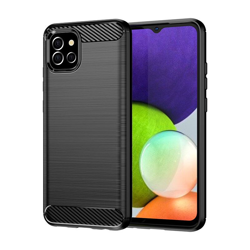 Carbon Case Joustava suojus Kotelo Samsung A03S EU (166.5) musta