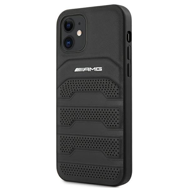 AMG Nahka Debossed Lines tapauksessa iPhone 12 mini - musta