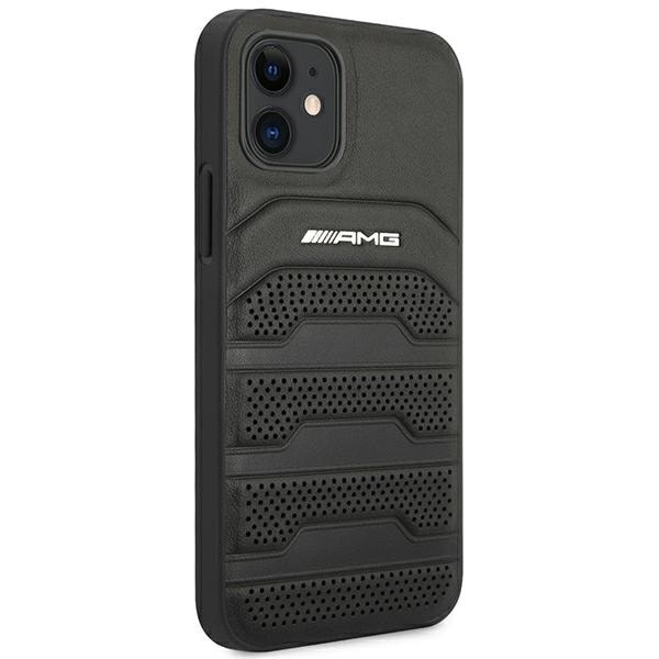AMG Nahka Debossed Lines tapauksessa iPhone 12 mini - musta