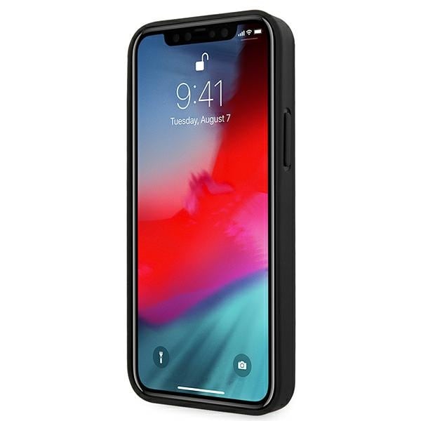 AMG Nahka Debossed Lines tapauksessa iPhone 12 mini - musta