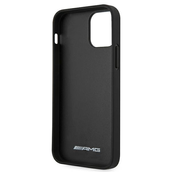 AMG Nahka Debossed Lines tapauksessa iPhone 12 mini - musta