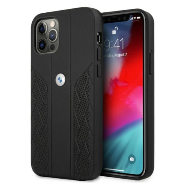 BMW Nahka Curve Perforate Case for iPhone 12 / iPhone 12 Pro - Musta