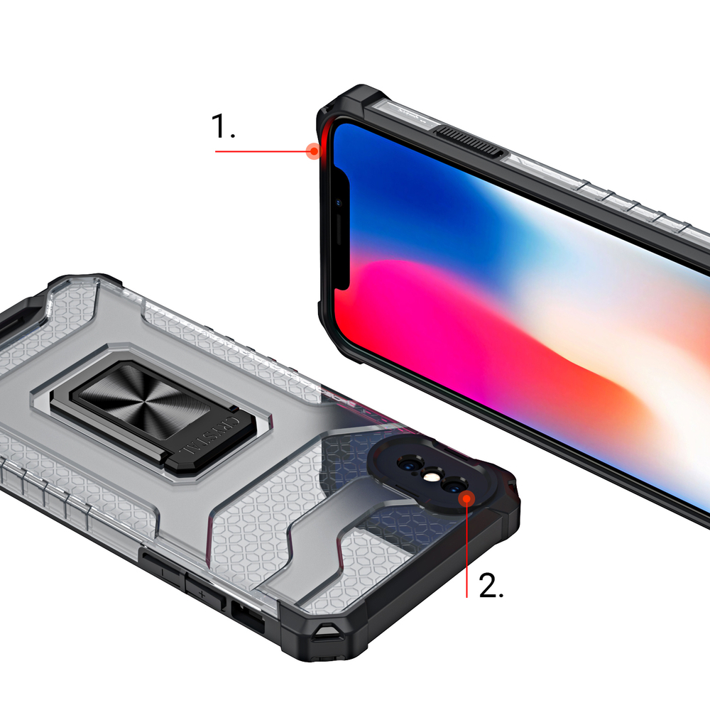 Crystal Ring Asia Kickstand Kova Rugged Cover for iPhone XS Max punainen