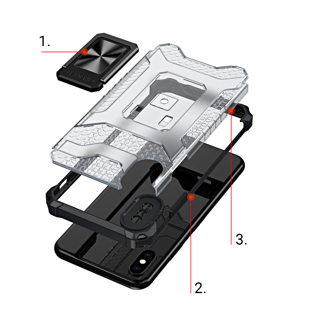 Crystal Ring Asia Kickstand Kova Rugged Cover for iPhone XS Max punainen