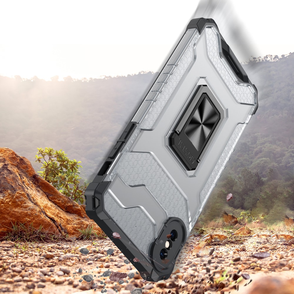 Crystal Ring Asia Kickstand Kova Rugged Cover for iPhone XS Max punainen