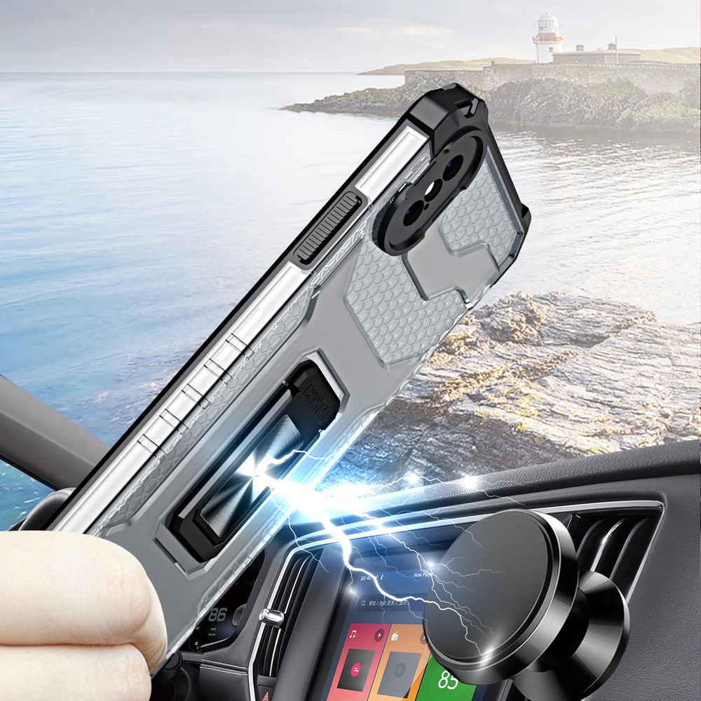 Crystal Ring Asia Kickstand Kova Rugged Cover for iPhone XS Max punainen