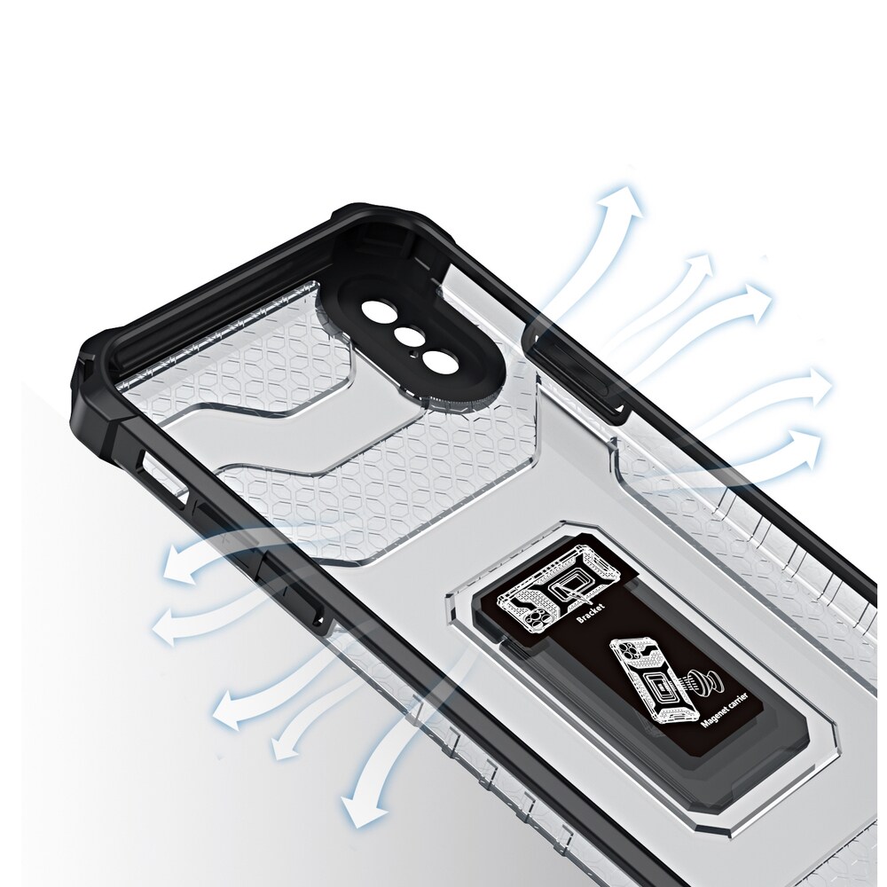 Crystal Ring Asia Kickstand Kova Rugged Cover for iPhone XS Max punainen