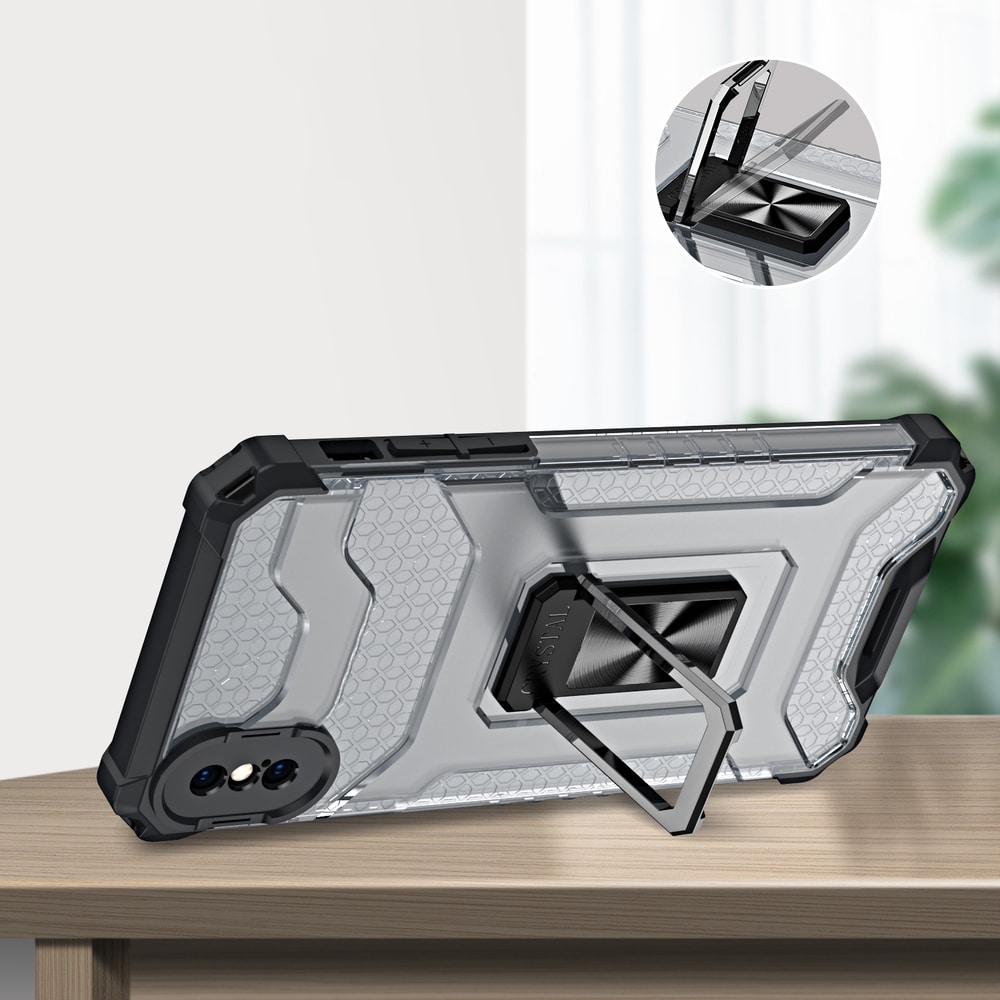 Crystal Ring Asia Kickstand Kova Rugged Cover for iPhone XS Max punainen