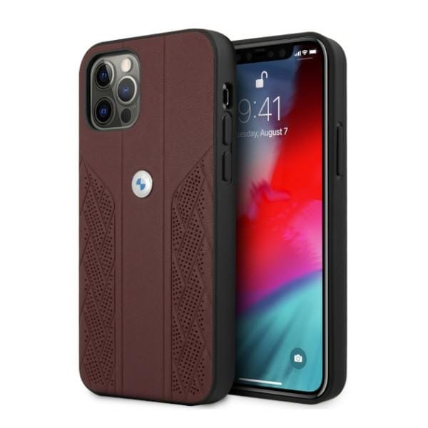 BMW Nahka Curve Perforate Case for iPhone 12 Pro Max - punainen