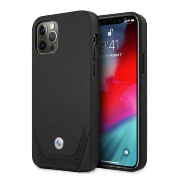 BMW Nahkainen rei'itetty kotelo iPhone 12 Pro Maxille - musta