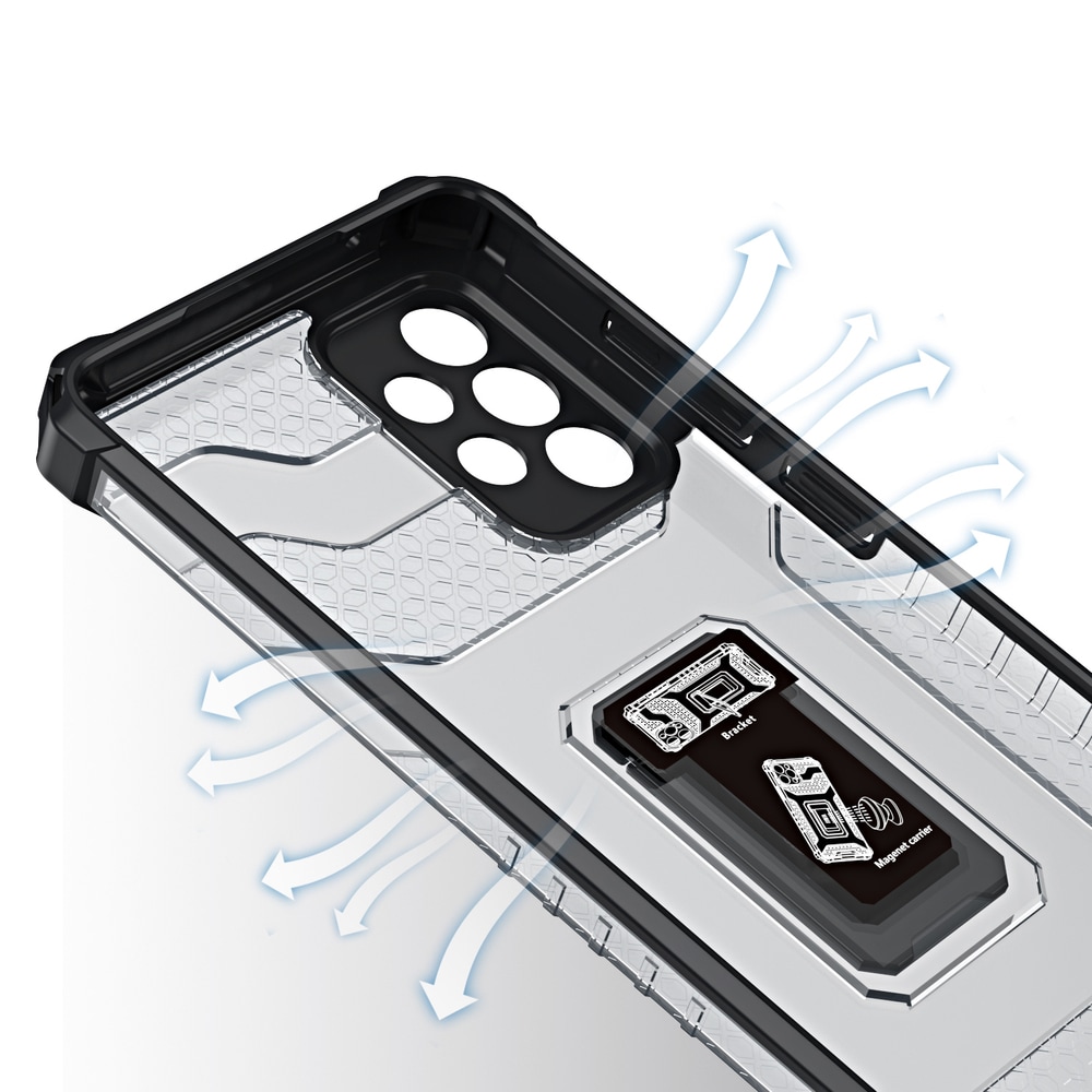 Crystal Ring Case Kickstand Kova Rugged Cover for Samsung Galaxy A72 4G musta