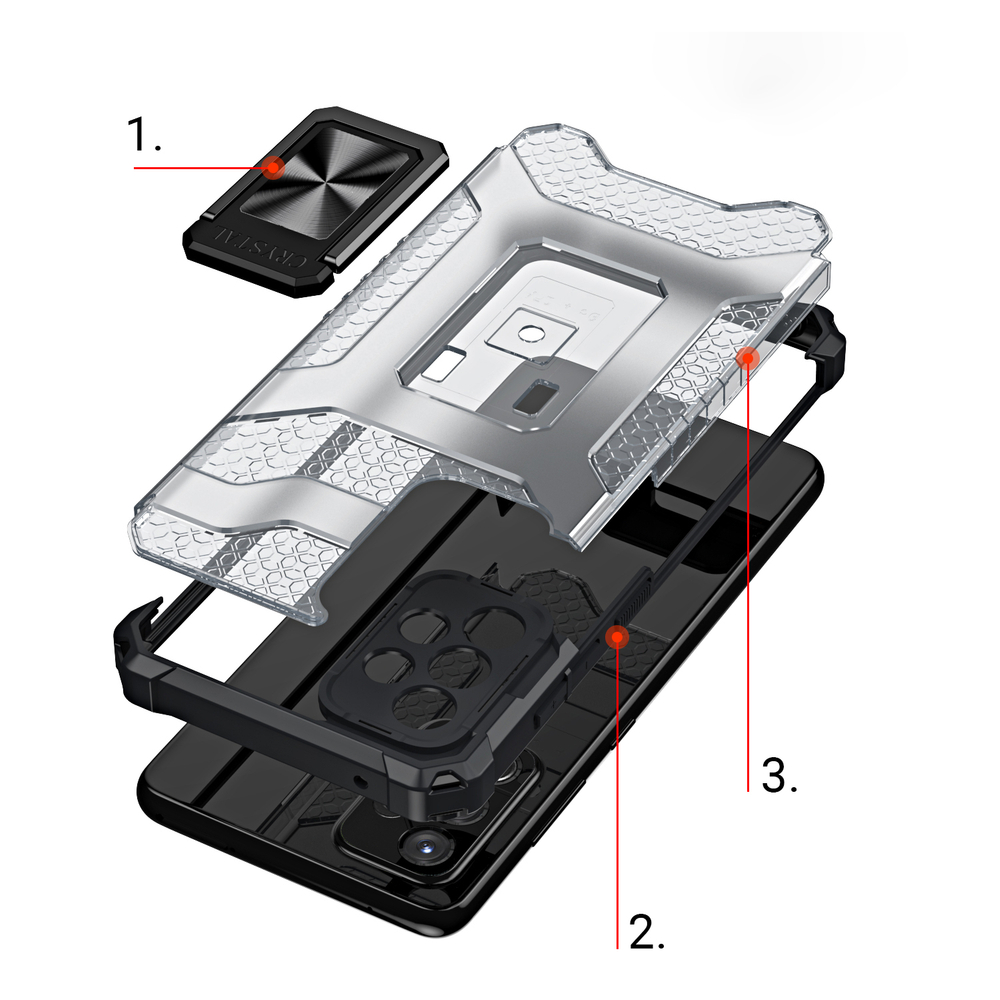 Crystal Ring Case Kickstand Kova Rugged Cover for Samsung Galaxy A72 4G punainen