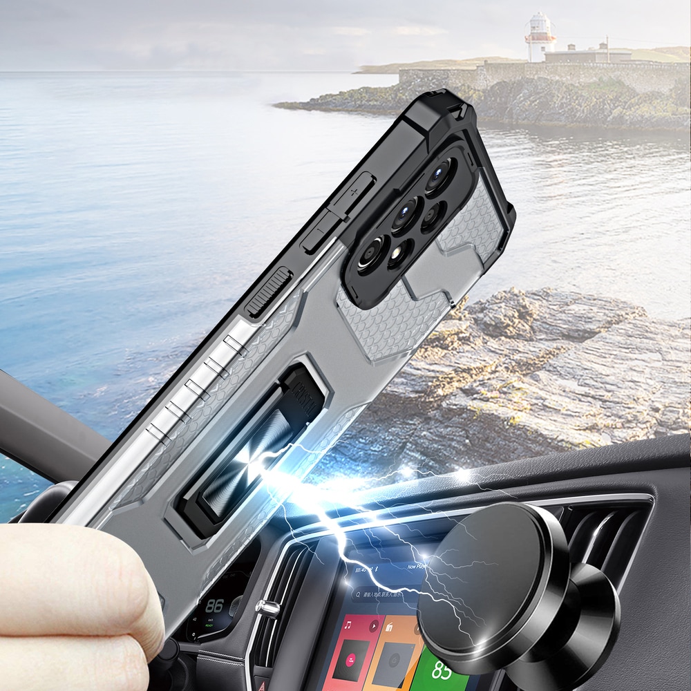 Crystal Ring Case Kickstand Kova Rugged Cover for Samsung Galaxy A72 4G punainen
