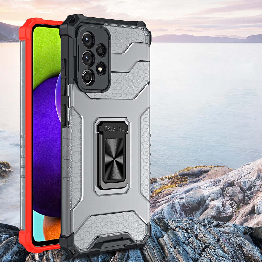 Crystal Ring Case Kickstand Kova Rugged Cover for Samsung Galaxy A72 4G sininen