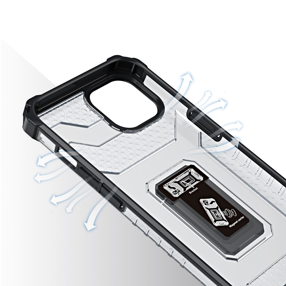 Crystal Ring Asia Kickstand Kova Rugged Cover for iPhone 12 mini musta