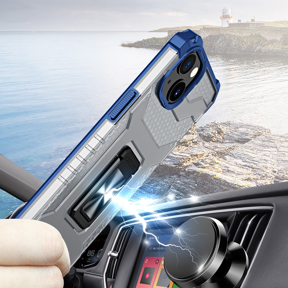 Crystal Ring Asia Kickstand Kova Rugged Cover for iPhone 12 mini sininen