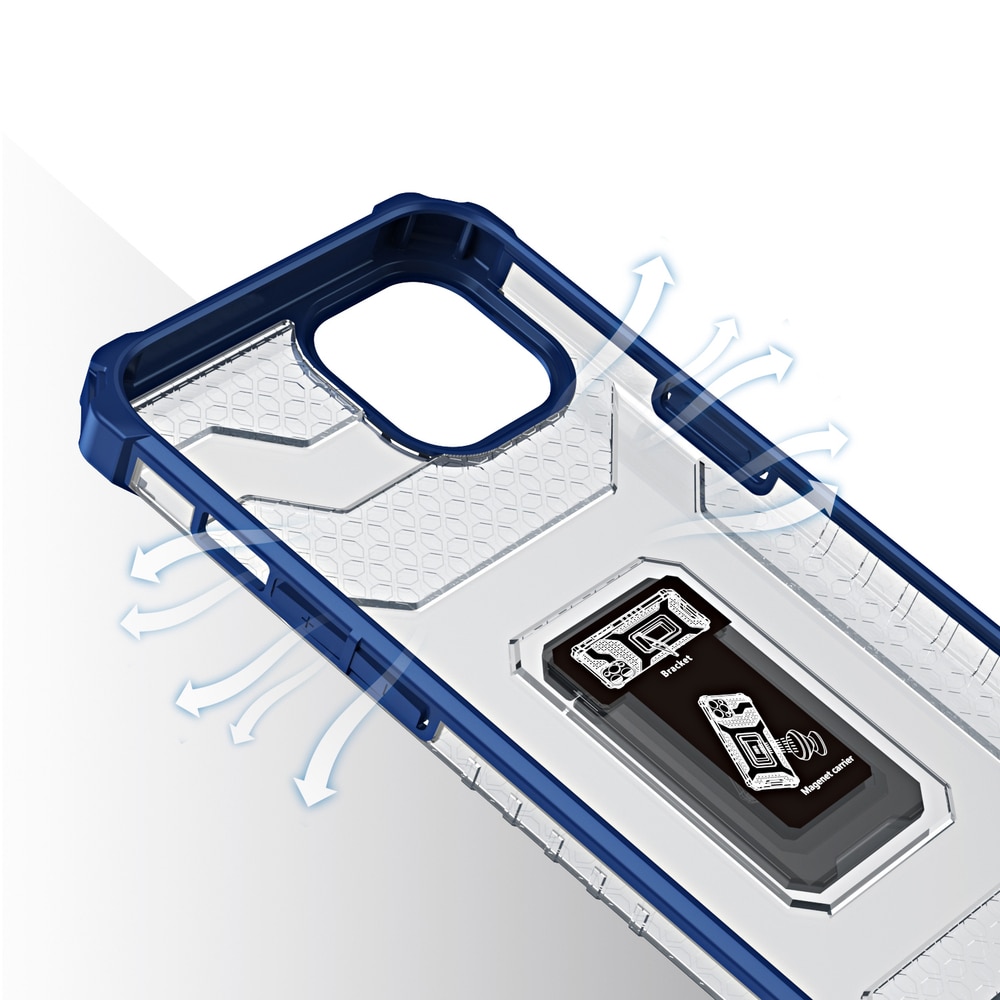 Crystal Ring Asia Kickstand Kova Rugged Cover for iPhone 12 mini sininen