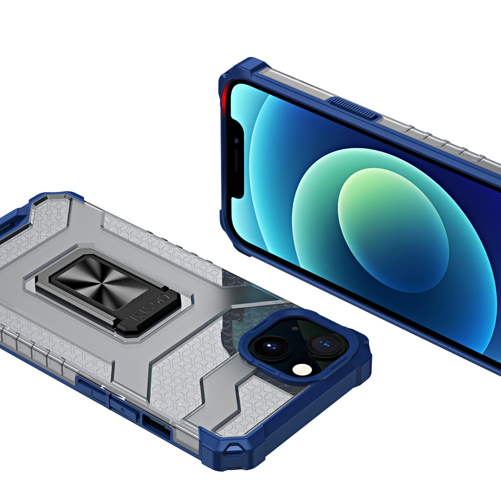 Crystal Ring Asia Kickstand Kova Rugged Cover for iPhone 12 mini sininen