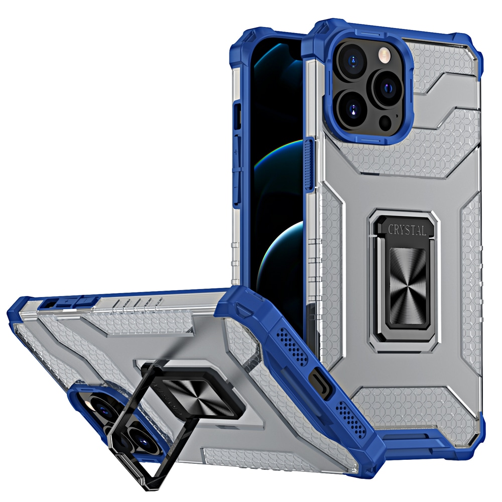 Crystal Ring Asia Kickstand Kova Rugged Cover for iPhone 12 Pro sininen