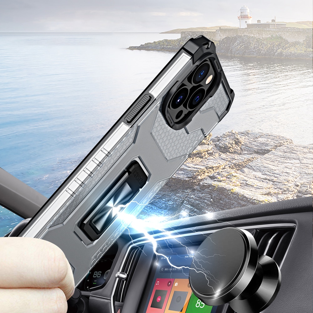 Crystal Ring Asia Kickstand Kova Rugged Cover for iPhone 12 Pro sininen