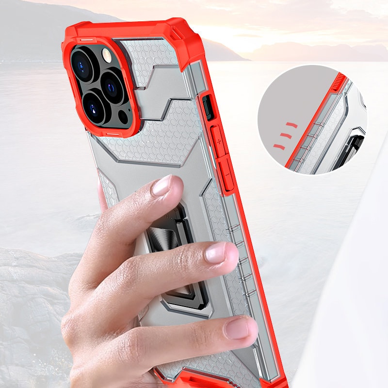 Crystal Ring Asia Kickstand Kova Rugged Cover for iPhone 12 Pro Max sininen