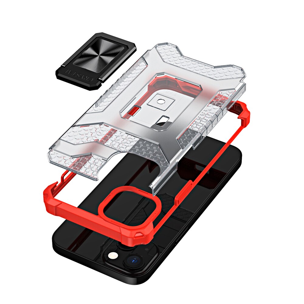 Crystal Ring Asia Kickstand Kova Rugged Cover for iPhone 13 mini punainen
