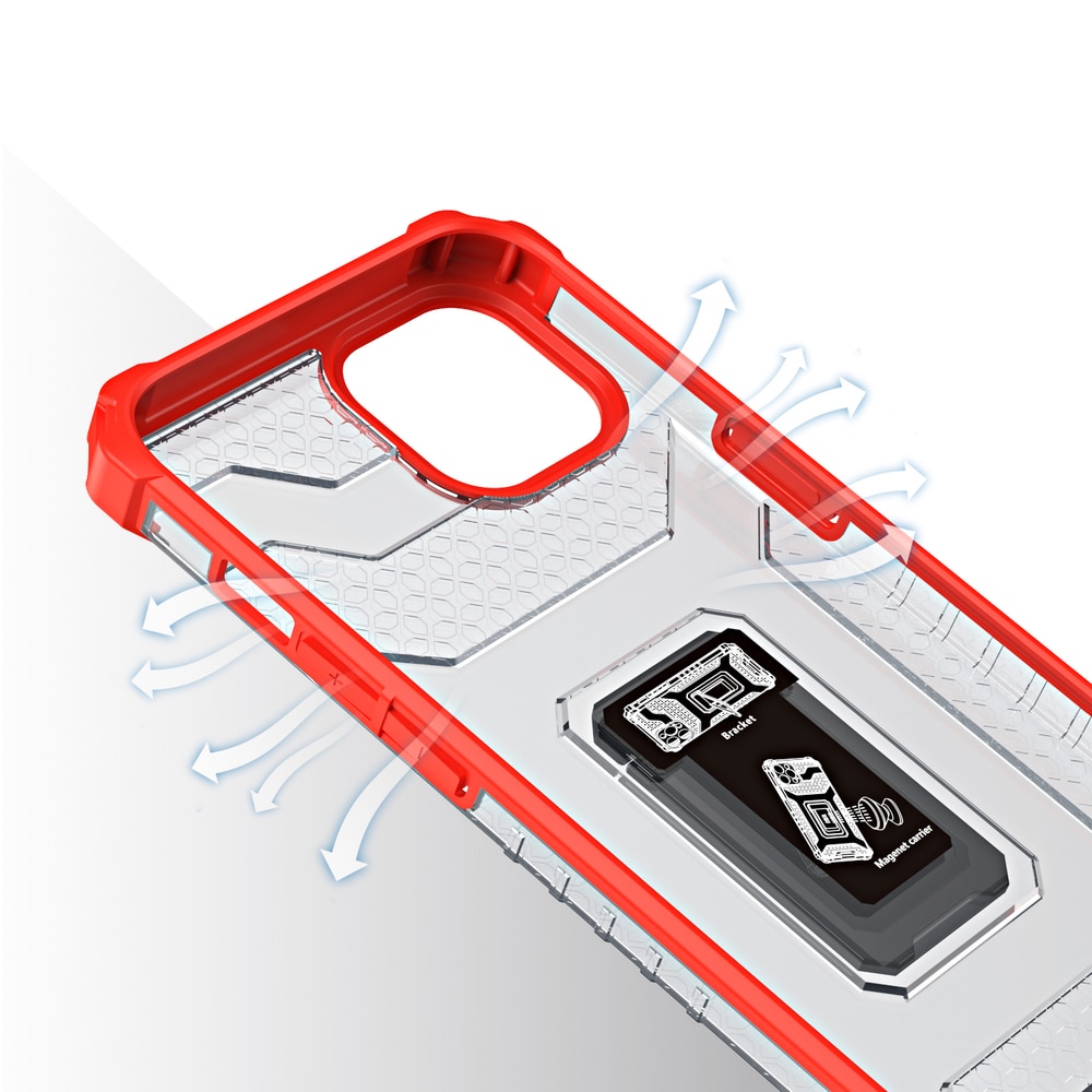 Crystal Ring Case Kickstand Kova Rugged Cover for iPhone 13 punainen