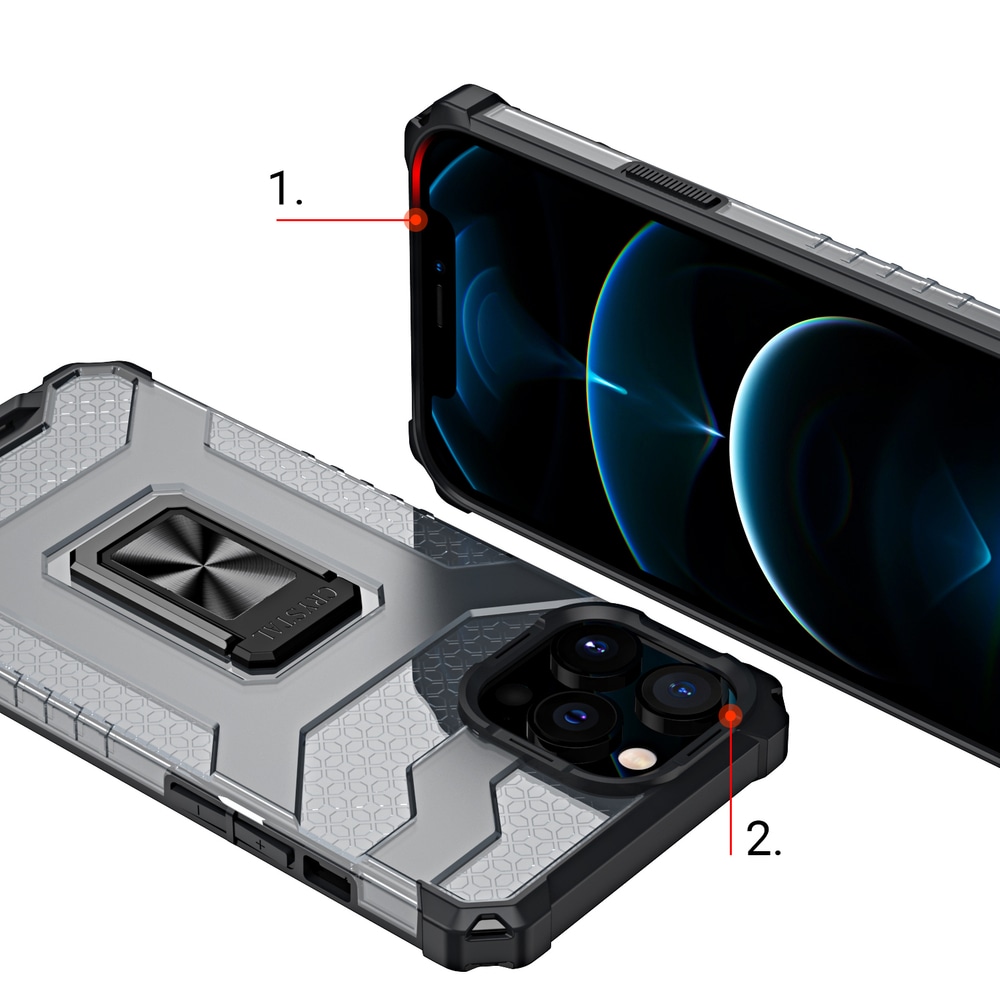 Crystal Ring Case Kickstand Kova Rugged Cover for iPhone 13 Pro vihreä