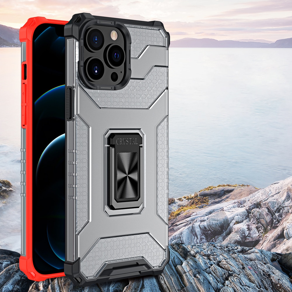 Crystal Ring Asia Kickstand Kova Rugged Cover for iPhone 13 Pro Max musta