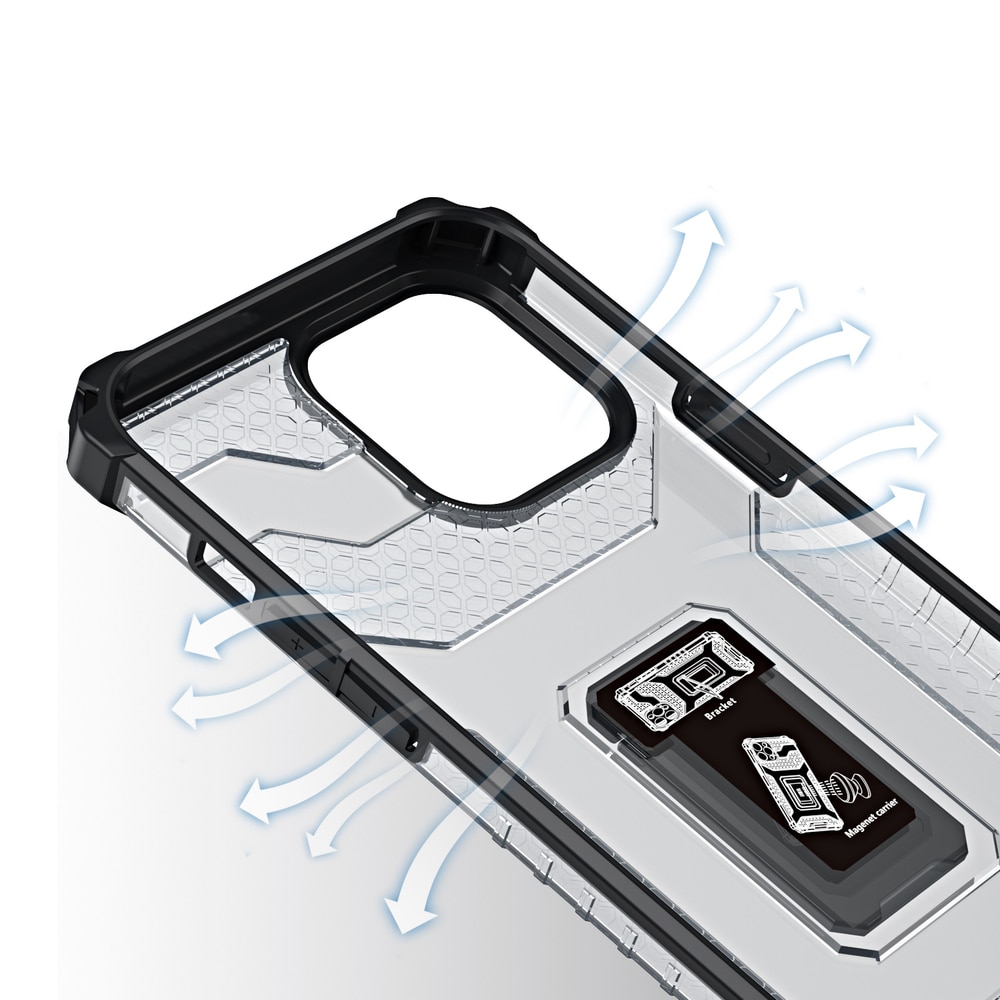 Crystal Ring Asia Kickstand Kova Rugged Cover for iPhone 13 Pro Max musta