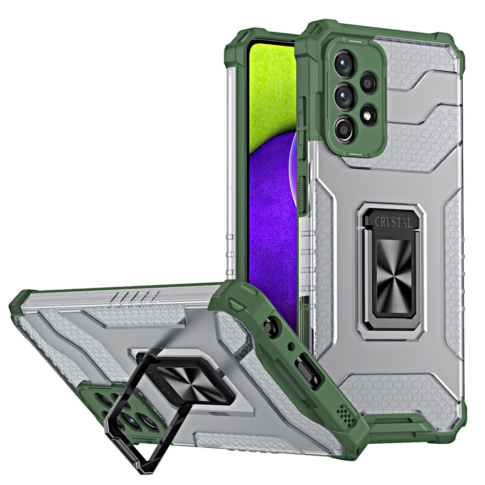 Crystal Ring Case Kickstand Kova Rugged Cover for Samsung Galaxy A72 4G vihreä