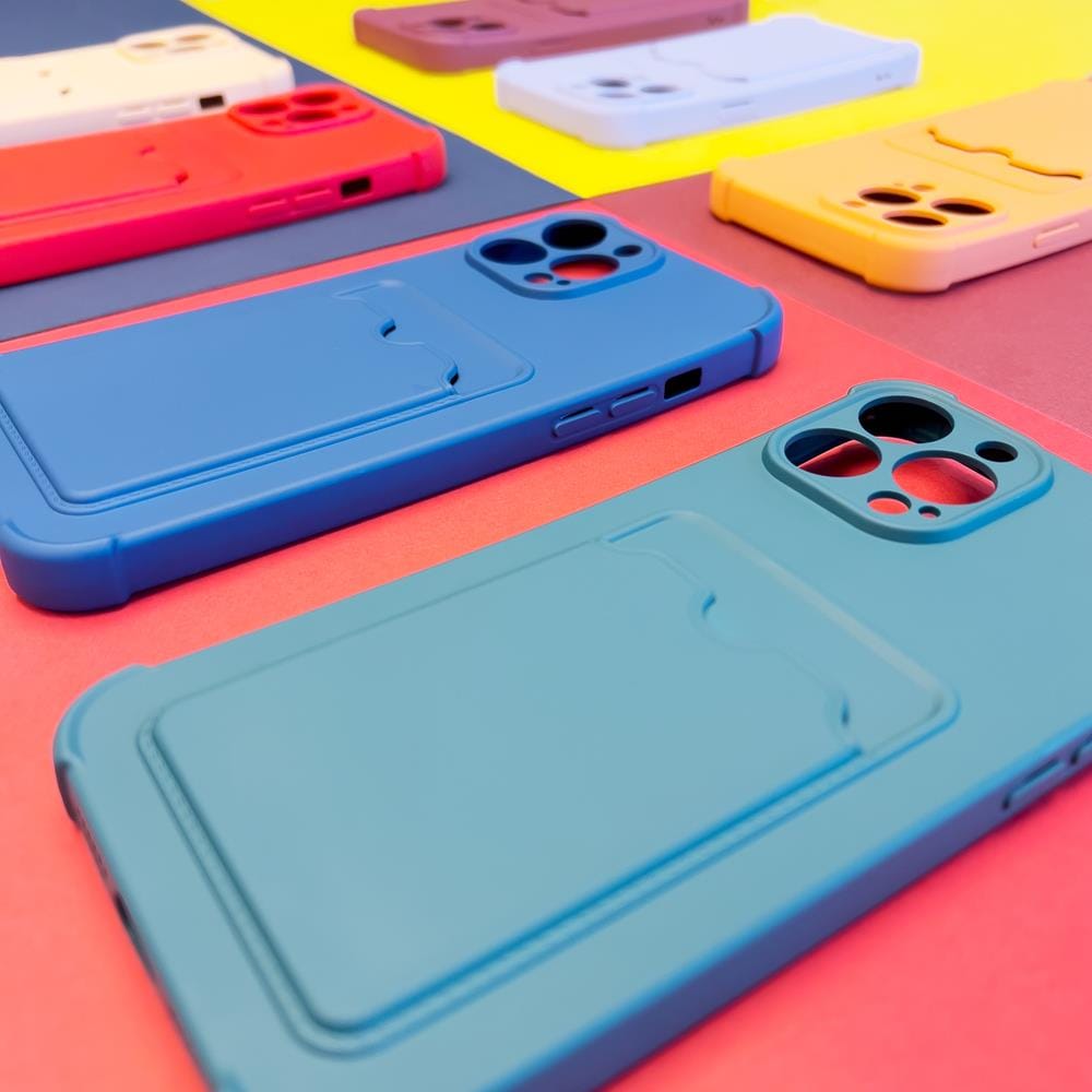 Kortti Armor Kotelo iPhone 13 Mini silikoni lompakko laukku vaaleanpunainen