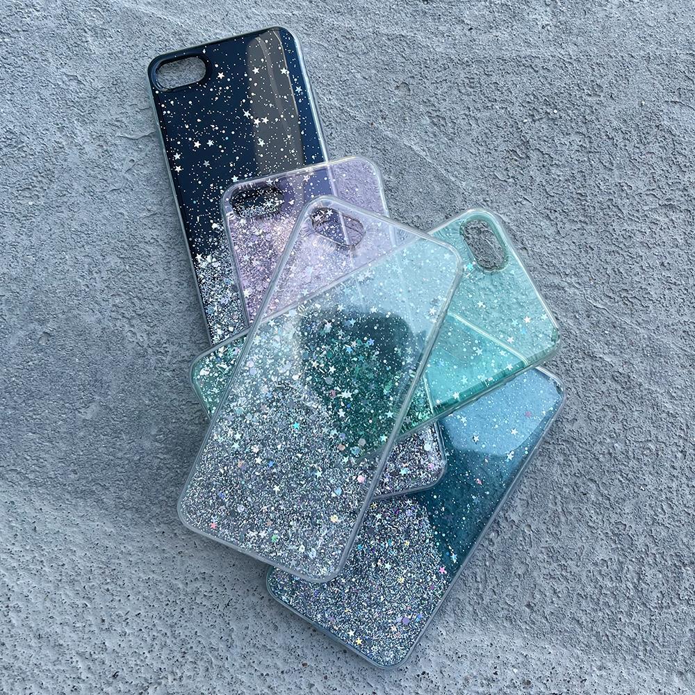 Tähti Glitter Shining Suojus iPhone 13 Pro:lle musta
