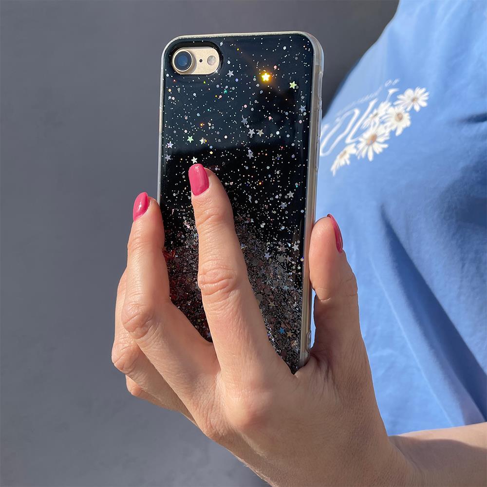 Tähti Glitter Shining Suojus iPhone 13 Pro:lle musta