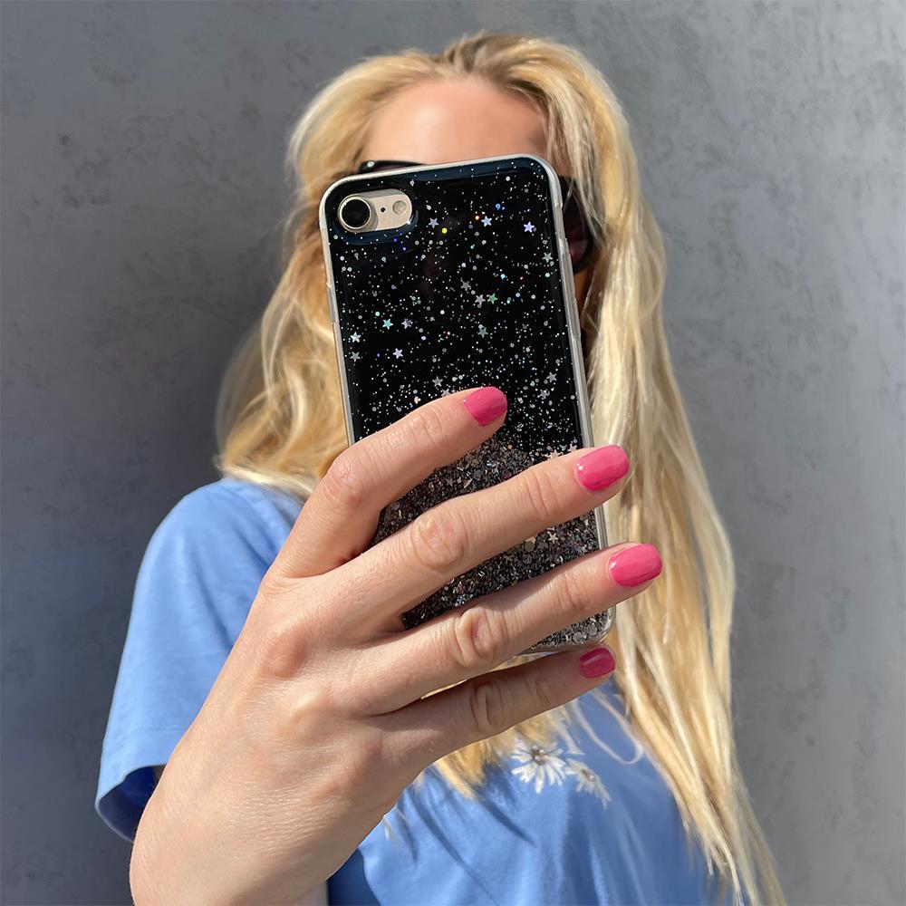Tähti Glitter Shining Suojus iPhone 13 Pro:lle musta