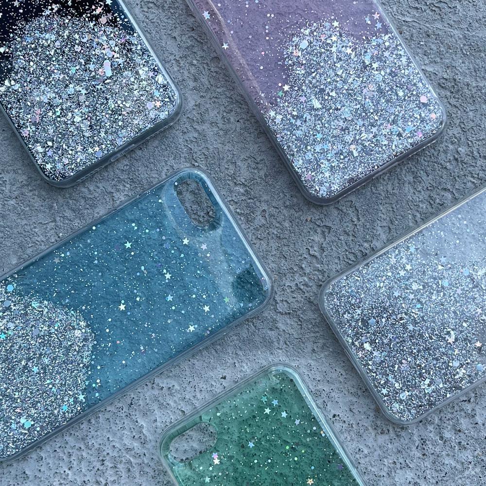 Tähti Glitter Shining Suojus iPhone 13 Pro:lle musta