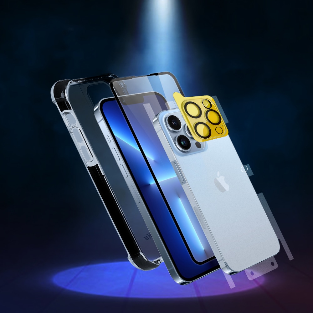 Bestsuit 6-in-1 iPhone 13 mini setti: karkaistu lasi, takakotelo, suojakalvo & aplikaattori