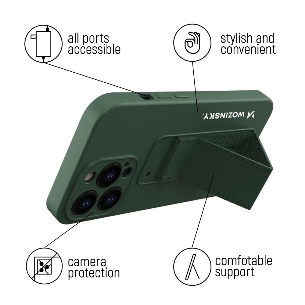 Wozinsky Kickstand Case iPhone 13 mini silikonikotelo jalustalla vaaleanpunainen