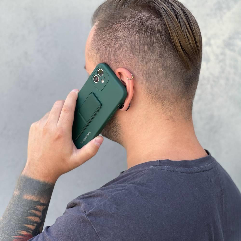 Wozinsky Kickstand Case iPhone 13 mini silikonikotelo jalustalla minttu