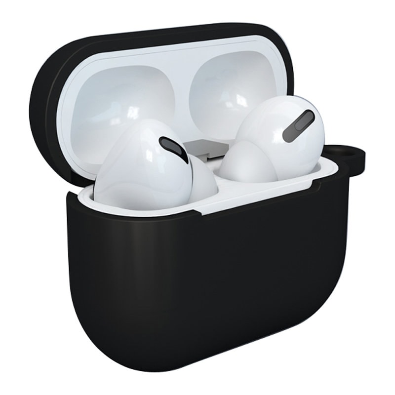 Kotelo AirPods 3 silikoni pehmeä tapaus kuulokkeet + avaimenperä hummeri lukko riipus musta (asia D)
